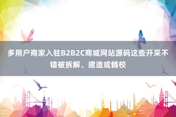 多用户商家入驻B2B2C商城网站源码这些开采不错被拆解、建造或雠校